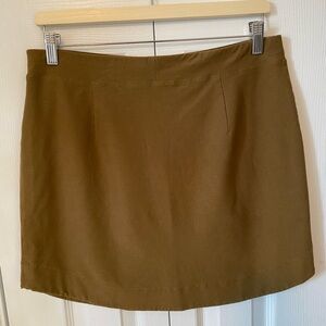 Eileen Fisher washable stretch crepe mini skirt in tan size Small